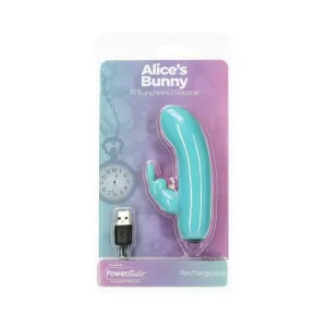 Alices Bunny Rechargeable Bullet With Removable Rabbit Sleeve Teal