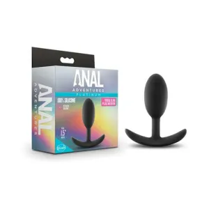Anal Adventures Platinum - Silicone Vibra Slim Plug - Medium - Black