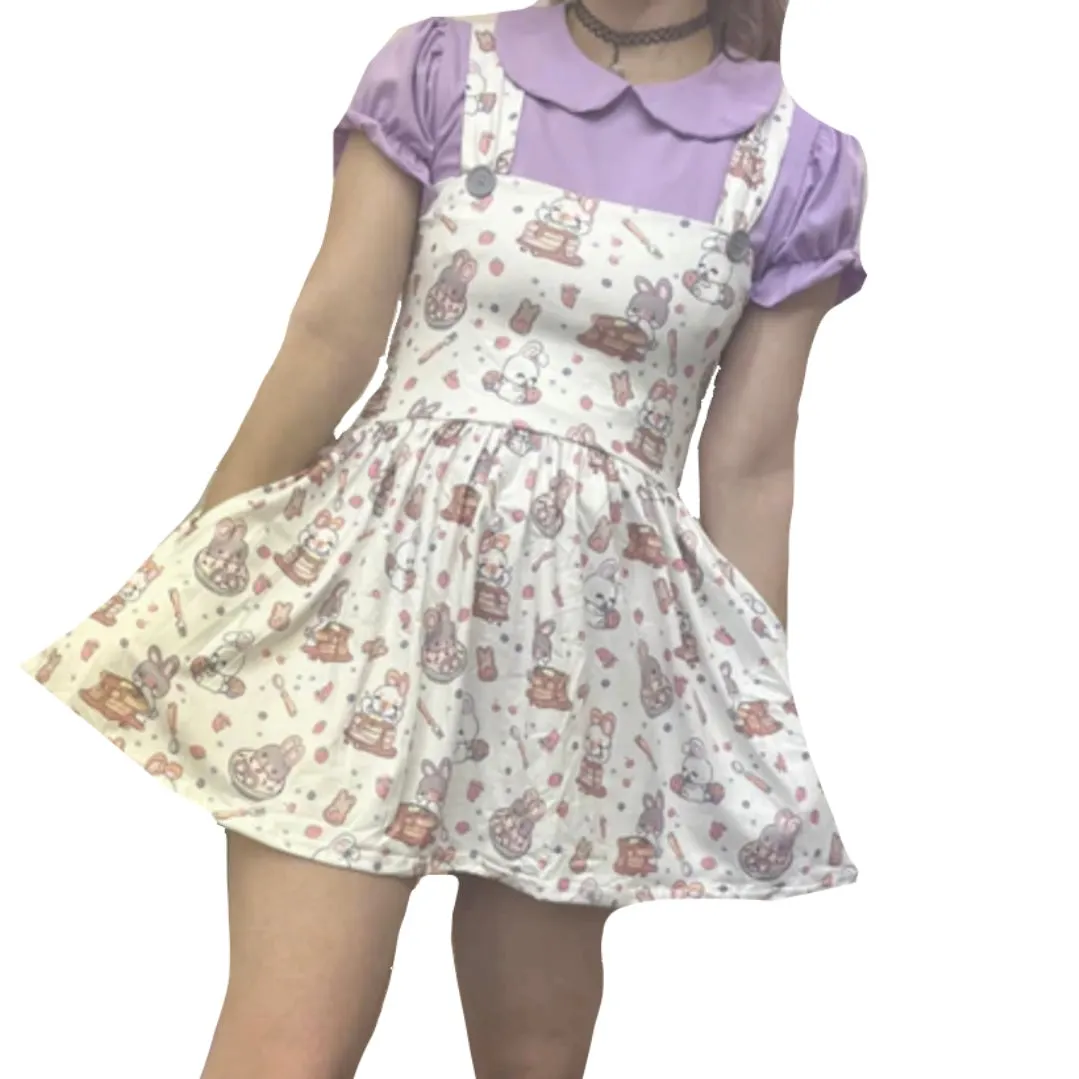 Breakfast Bunny Suspender Skirt Dress
