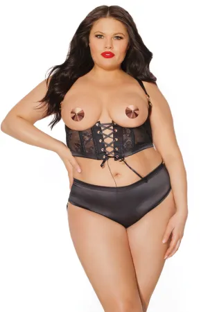 Coquette Black Lace Harness & Panty Set