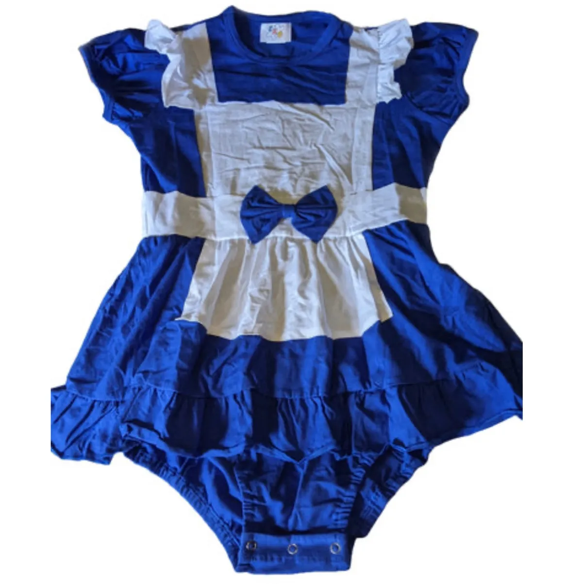 Lil Blue & White Princess Romper Dress