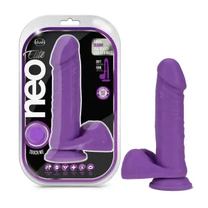 Neo Elite 8 in. Silicone Dual Density Dildo With Balls Neon Purple