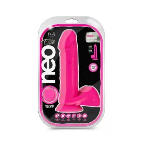 Neo Elite - 8-inch Silicone Dual-density Cock With Balls - Neon Pink