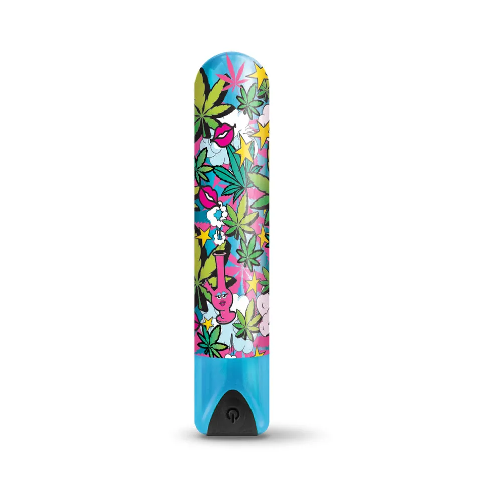 Prints Charming Buzzed Rechargeable 3.5 Bullet - Stoner Chick - Blue