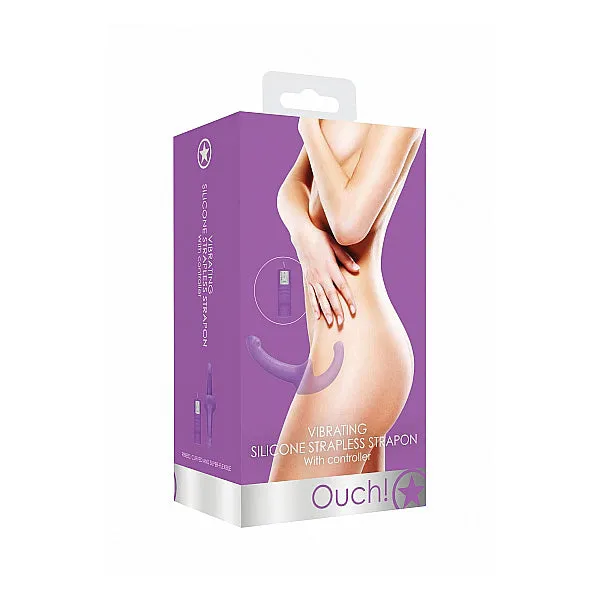 Shots Ouch Vibrating Silicone Strapless Strap On w/Controller - Purple