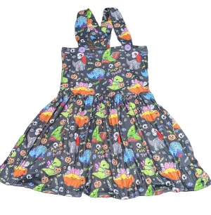 Trick or Treat Dino Halloween Suspender Skirt Dress