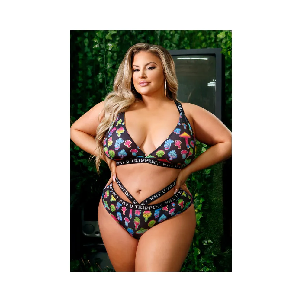 Vibes Why U Trippin' Bralette & Cheeky Panty Queen Black